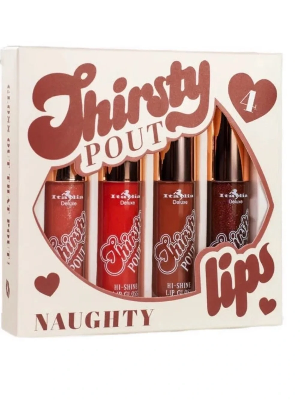 Thirsty Pout Naughty 4-Pack Lip Gloss Set - Brown/Red Shades